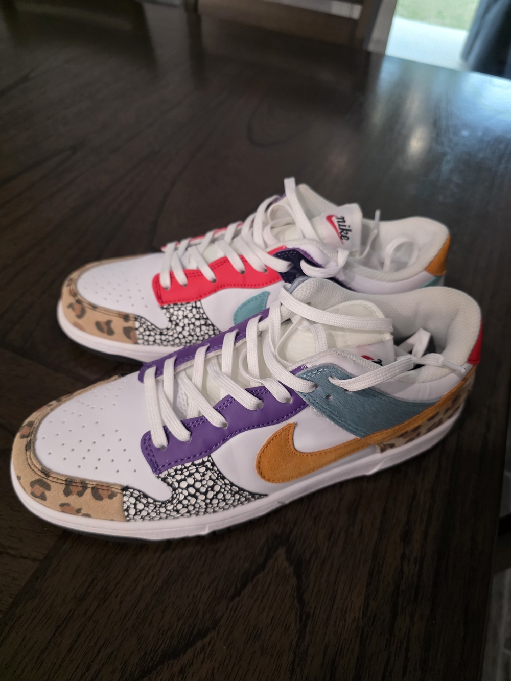 Nike Dunks Multicolor Low-Top Sneakers - White/Purple/Gold/Teal